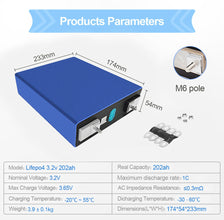 4PCS 3.2V 202Ah Lithium Eisenphosphat Batterie lifepo4 Batterie 3C Solar Fur 12V 24V 202Ah Batterie