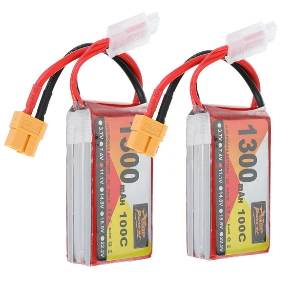 2 Packs 3S 11,1V 1300mAh 100C Softcase Lipo Akku mit XT60 Stecker für RC Car, Qav250, Vortex,Airplane Helicopter Drone and FPV