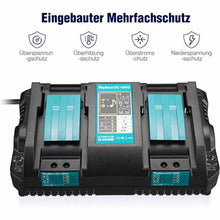 DC18RD Dual Port Ladegerät 14.4V-18V Lithium-Ionen-Akku Kompatibel mit Makita BL1815 BL1830 BL1840 BL1850