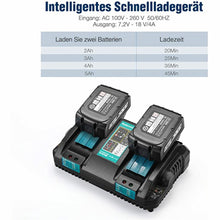 DC18RD Dual Port Ladegerät 14.4V-18V Lithium-Ionen-Akku Kompatibel mit Makita BL1815 BL1830 BL1840 BL1850