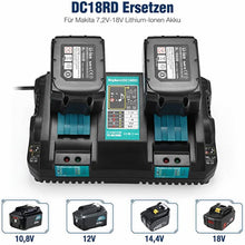 DC18RD Dual Port Ladegerät 14.4V-18V Lithium-Ionen-Akku Kompatibel mit Makita BL1815 BL1830 BL1840 BL1850