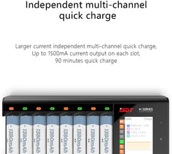 ISDT N8 Batterieladegerät Akku Ladegerät LCD-Display Schnellladegerät für 8 Akkus NI-MH NI-Cd AA AAA Li-lon LiFePO4 Akku