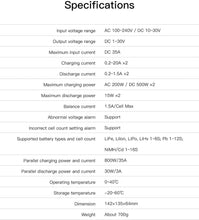 ISDT K2 Lipo AC 200W DC 500Wx2 20A Akku Ladegerät Balance Entlader für Life/Lilon/LiPo 1-6S/ LiHv/Pb/NiMH RC Akku Batterien