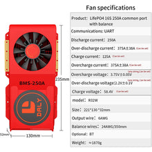 Daly smart bms Lifepo4 Li-ion 16S 48V 60V 250A FAN bluetooth BMS board 52 130 235