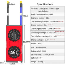 Daly BMS Li-Ion 3S 12V 80A separate Lithiumbatterie BMS