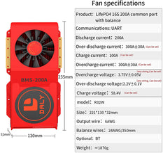 Daly smart bms Lifepo4 Li-ion 16S 48V 60V 200A FAN bluetooth 52 130 235