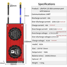 Daly smart Lifepo4 bms 12S 36V 80A bluetooth 19 66 150