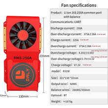 Daly smart bms Lifepo4 Li-ion 16S 48V 60V 250A FAN bluetooth BMS board 52 130 235