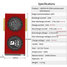 Daly smart bms Lifepo 4S 12V 250A  bluetooth BMS board  32130221