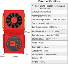 Daly smart bms Lifepo4 8S 24V 200A fan bluetooth 52 130 235