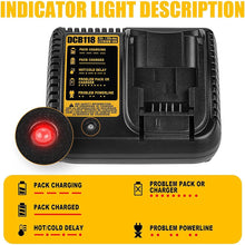 Ersatz Schnellladegerät DCB118 für Dewalt 20V MAX Akku Ladegerät für Dewalt Akku DCB205 DCB204 DCB206 DCB200 Ersetzt DCB107 DCB112 DCB115