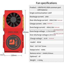 Daly smart bms Lifepo 4S 12V 200A FAN  bluetooth BMS board 52 130 235