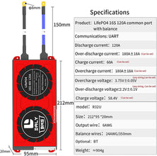 Daly smart bms Lifepo4 Li-ion 16S 48V 60V 120A with bluetooth 20 95 212