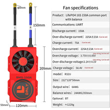 Daly smart bms Lifepo4 Li-ion 16S 48V 60V 150A with Fan bluetooth 50 120 209