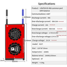 Daly smart bms Lifepo4 8S 24V 40A bluetooth 18 66 128