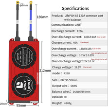 Daly smart bms Lifepo4 8S 24V 120A with bluetooth 20 95 212