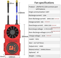 Daly smart bms Lifepo 4S 12V 120A FAN bluetooth BMS board 50120209