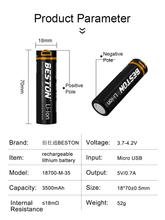 3,6 V 18650 USB Aufladbare Lithium-Batterie 3500mAh Li-Ion batterien für Taschenlampe Beston