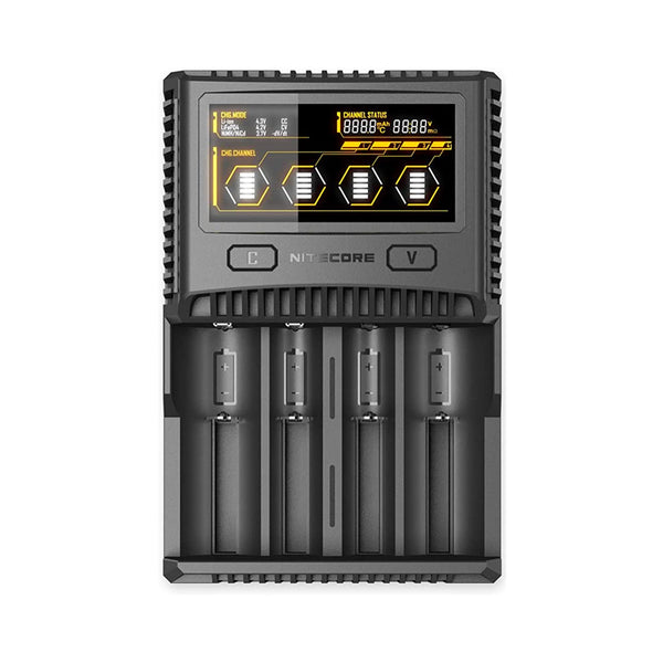 NITECORE Professionelles Ladegerät mit SC4 4 Slot, geeignet für Li Ion , Ni MH , Ni Cd Akkus, LCD Farbdisplay