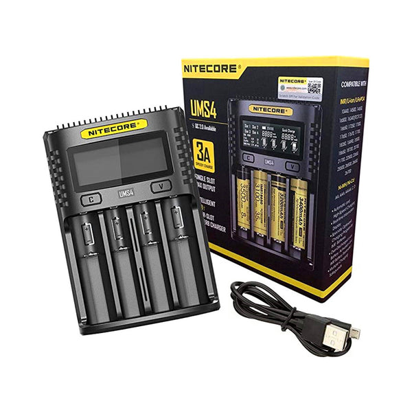 NITECORE Universal Ladegerät UMS4 3000 mA USB Erwachsene Unisex schwarz L 159 x B 107 x H 41