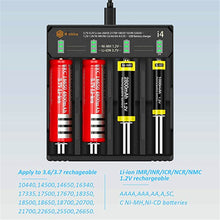 18650 Akkuladegerät 4 Port, 3,7 V/1,5 V 2 A Schnellladegerät RCR123A, NI MH NI Cd A AA AAA