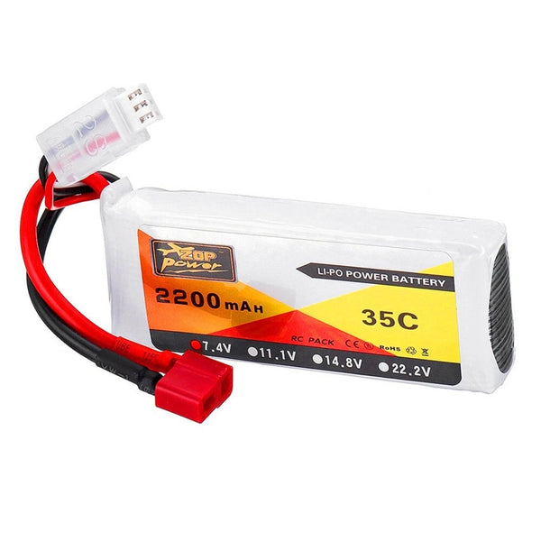 ZOP Leistung 7.4V 2200mAh 2S 35C Lipo Akku T Stecker 193386