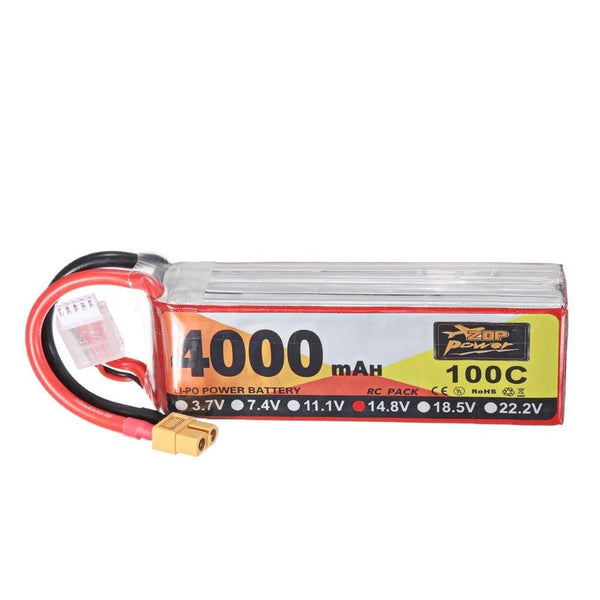 ZOP Power  Lipo Batterie XT60 Stecker 14.8V 4000mAh 100C 4S für RC Racing Drone