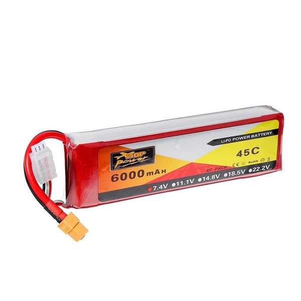 ZOP Power  Lipo Batterie XT60 Stecker 7.4V 6000mAh 45C 2S für Rc Racing Car