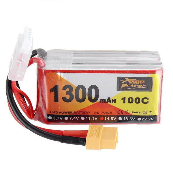 ZOP Power Lipo Batterie XT60 Stecker 14.8V 1300mAh 100C 4S  für RC Racing Drone