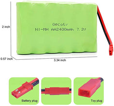 7,2V 2400mAh Wiederaufladbarer NI-MH AA Akkupack mit Ladekabel (JST Stecker)