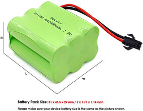 7.2V NI-MH Akku, 2400mAh wiederaufladbarer AA Akku mit SM 2P Anschluss und USB Ladekabel