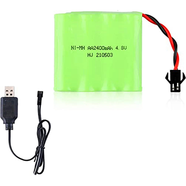 4.8V 2400mAh NI-MH AA Wiederaufladbarer Akku mit SM Stecker und USB-Ladekabel