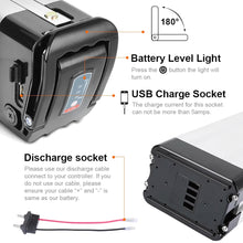 E-bike 18650 Lithium 36V 15Ah Batterie Pack mit USB  Silberfischchen Batterie für MiFa Fahrrad Phylion XH370-10J Lithium-Batterie