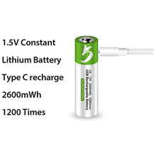 4 Stück Wiederaufladbarer USB AA Lithium Ionen Akku, 1,5 V, 2600 mWh, wiederaufladbarer AA Akku, 1,5 h Schnellladung, konstanter