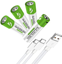 4 Stück Wiederaufladbarer USB AA Lithium Ionen Akku, 1,5 V, 2600 mWh, wiederaufladbarer AA Akku, 1,5 h Schnellladung, konstanter