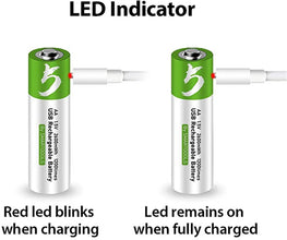 4 Stück Wiederaufladbarer USB AA Lithium Ionen Akku, 1,5 V, 2600 mWh, wiederaufladbarer AA Akku, 1,5 h Schnellladung, konstanter