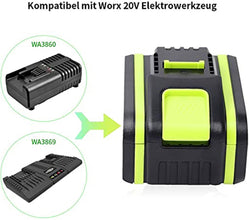 5,0Ah Akku Ersatzakku für WORX Akku 20V für WA3553 WR142E M700WA3553.2, WA3556Neu Grün Mähroboter