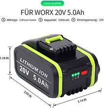 5,0Ah Akku Ersatzakku für WORX Akku 20V für WA3553 WR142E M700WA3553.2, WA3556Neu Grün Mähroboter