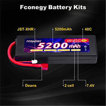 RC Akku 7.4V 5200mAh 2S 40C LiPo Batterie mit Deans T Stecker Modellbau Akkupack für RC Auto Boot Truck