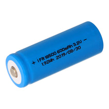 18500 600mAh 3,2V LiFePo4 Akku, beachte Abmessungen ca. 49,95x18,15mm Taste