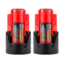 2PCS Werkzeugakku für Milwaukee M12 12V 2000mAh Lithium-Ionen-Lithium-Ersatzakku 48-11-2401