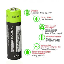 2 Stück/Set AA-Akku 1,5V 2A 1250mAh Micro-USB-Lithium-Akku mit Ladekabel