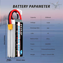 1 Packung Lithiumbatterie XT60 4S 14.8V 3300mAh 60C Stecker für ferngesteuertes Drohnenauto Turk Boot Flugzeug