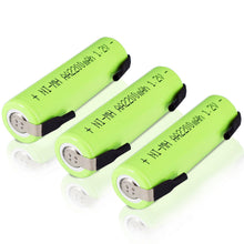 2pcs 1.2 V AA akku 2200mah nimh zelle Grün shell mit schweißen tabs für elektrische rasierer zahnbürste