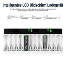 HiQuick Akku Ladegerät, AA AAA Ladegerät für Mignon AA, Micro AAA NI-MH wiederaufladbar Batterien, 12-Ladeplatz mit LCD Anzeige