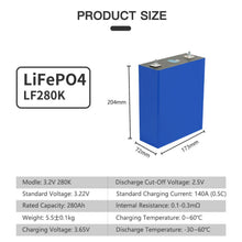 DIY 4PCS 3,2V 280AH Lifepo4 Akku mit Daly BMS Wiederaufladbare LF280k Akkupack Solarenergiespeichersystem